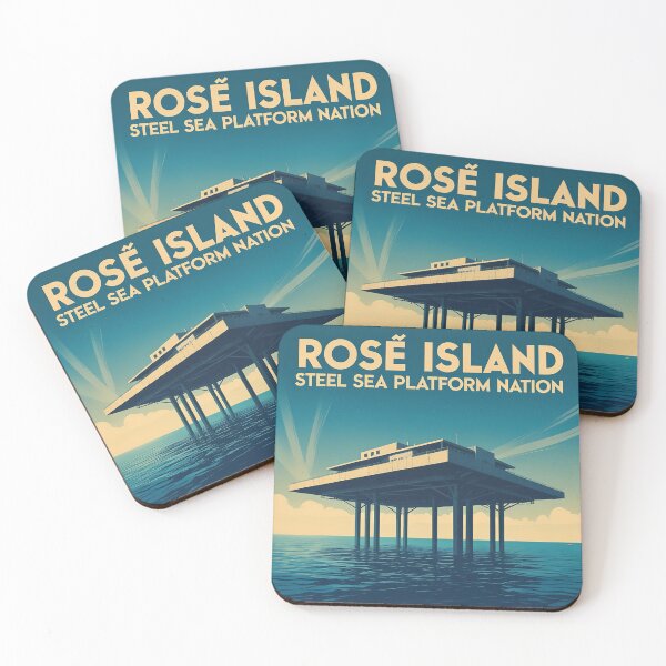 Item preview, Vintage Rose Island Platform Travel Poster designed and sold by RareVisuals.