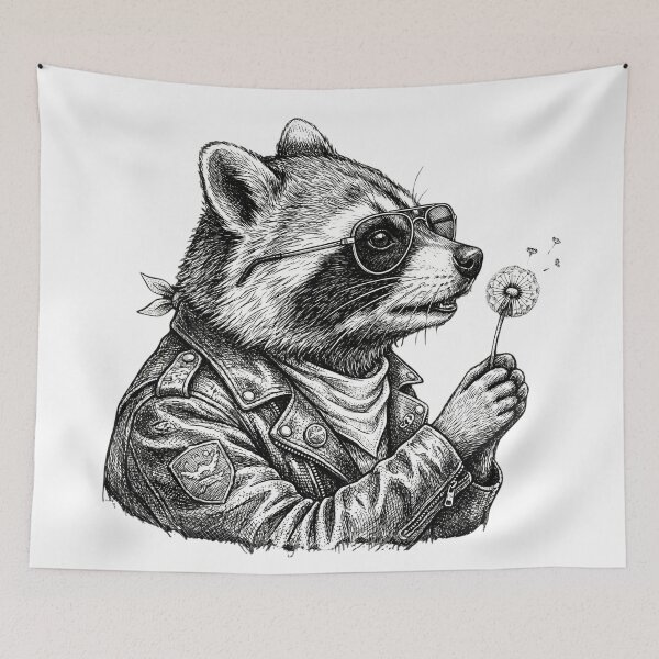 Item preview, Raccoon Blowing Dandelion designed and sold by Roy & Tiffany.