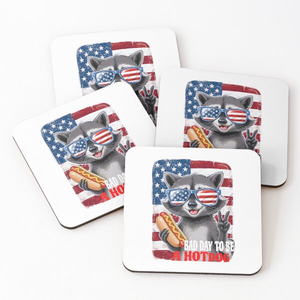 Item preview, A Bad Day To Be A Hot Dog - Funny Patriotic Raccoon 4th of July American Flag designed and sold by Lozarux.