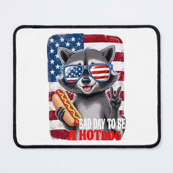 Item preview, A Bad Day To Be A Hot Dog - Funny Patriotic Raccoon 4th of July American Flag designed and sold by Lozarux.