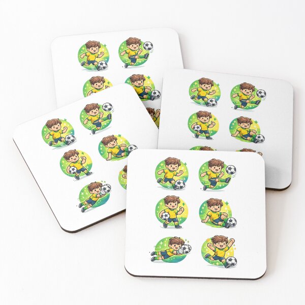 Item preview, Cute Soccer Boy Icons Collection | Green and Yellow Football Sticker Set designed and sold by Shape Snip Studio.