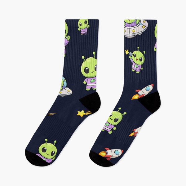 Item preview, Cute Kawaii Alien UFO Space Seamless Pattern designed and sold by Seculinator.