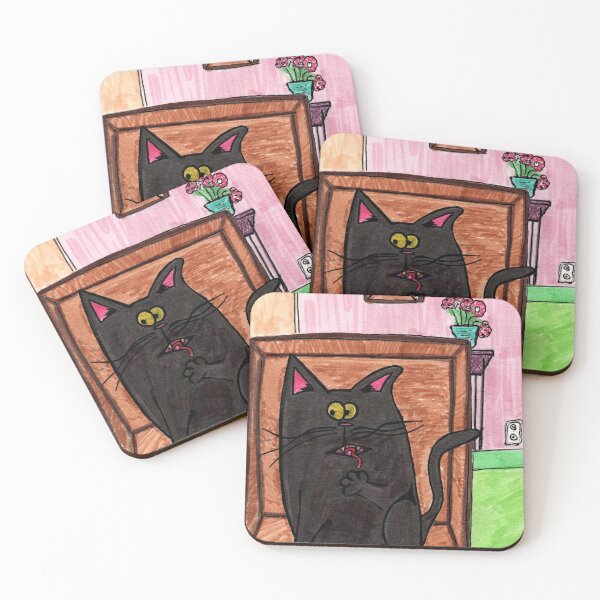 Item preview, Tachy the Black Cat in a Box - Funny Cartoon Illustration designed and sold by Youknowmeasmax.