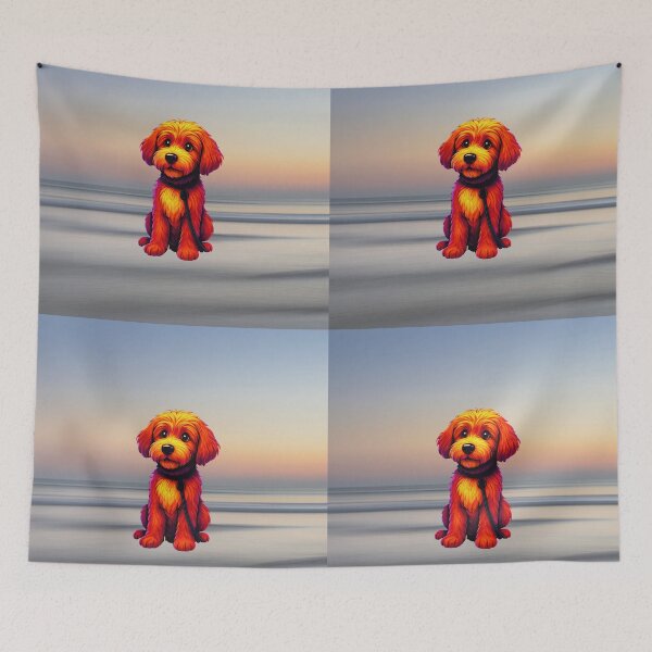 Item preview, Sawyer the Doodle at sunset beach  designed and sold by Doodles Down South.