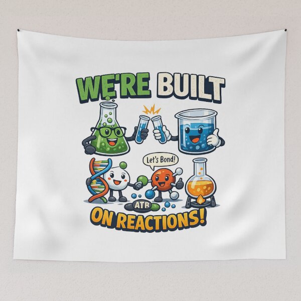 Item preview, We're Built on Reactions – Cute Chemistry Science Cartoon designed and sold by SidTastic .
