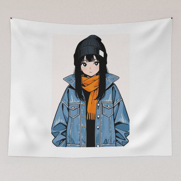 Item preview, Fashion - portrait woman denim jacket designed and sold by AnimeShin.
