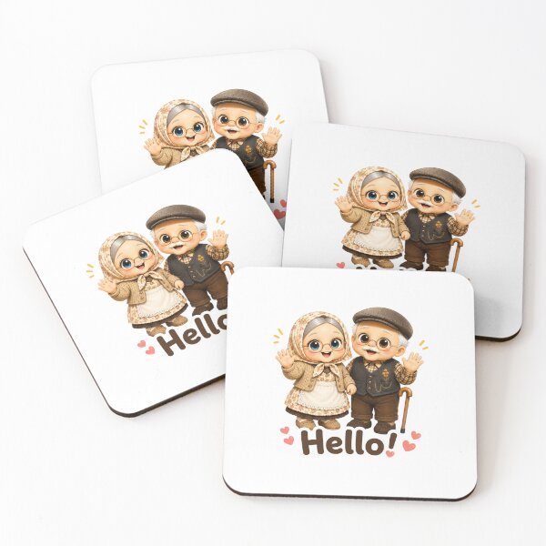 Item preview, Cute Grandparents Hello Sticker | Kawaii Grandma and Grandpa Cartoon designed and sold by smartprintuk.