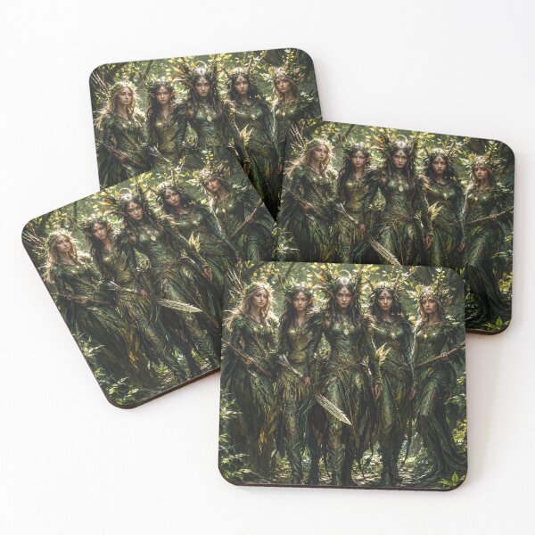 Item preview, Forest Elf Warrior Sisterhood | Enchanted Woodland Fantasy Art designed and sold by DrakariArt.