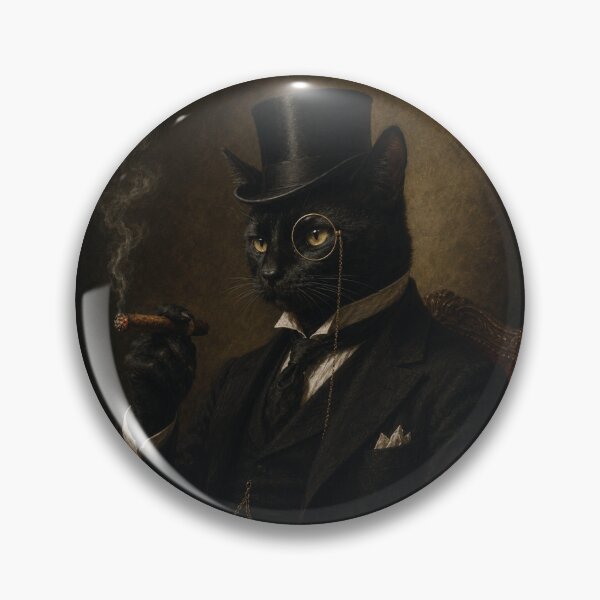 Item preview, Black Cat with Top Hat and Suit, Smoking Cigar designed and sold by StickieBuddies.