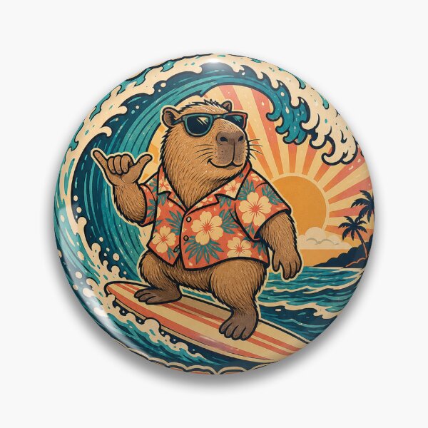 Item preview, Capybara Hawaii Beach Surfer Vibes Relaxed Soul designed and sold by VisualArtsOasis.