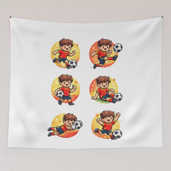 Item preview, Cute Soccer Boy Icons Collection | Red and Yellow Football Sticker Set designed and sold by Shape Snip Studio.