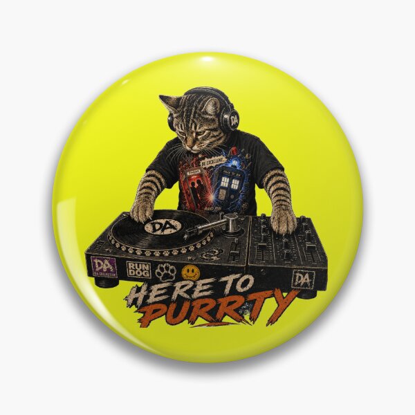 Item preview, DJ Cat “Here To Purrty” – Retro DJ Turntable- Funny -Humour designed and sold by DravensApparel.
