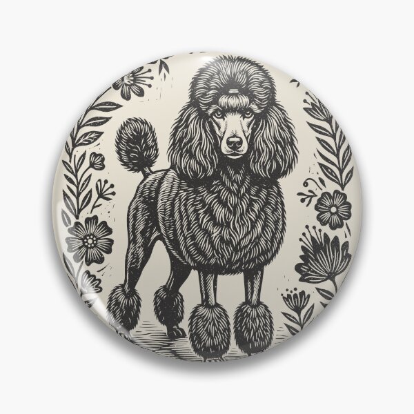 Item preview, Floral Poodle Linocut Vintage Elegant Dog Lover  designed and sold by Y-Vibes.