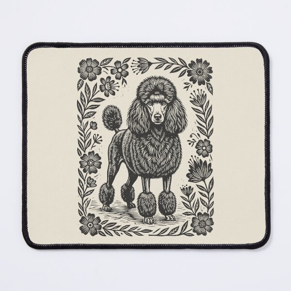 Item preview, Floral Poodle Linocut Vintage Elegant Dog Lover designed and sold by Y-Vibes.