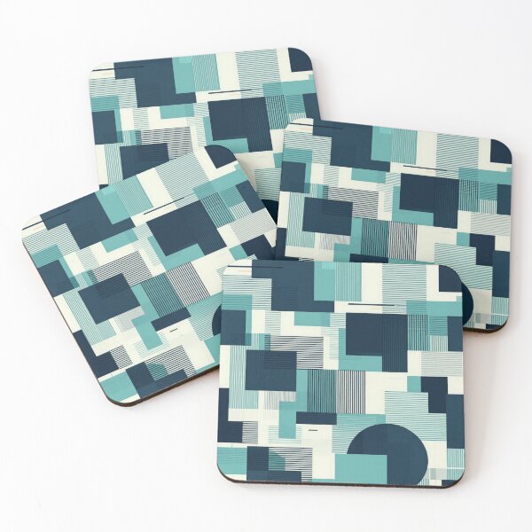 Item preview, Teal Geometric Block Collage designed and sold by RandomWalker.