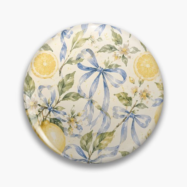 Item preview, Watercolor Lemon and Blue Coquette Bow Seamless Pattern designed and sold by BeataPrint.