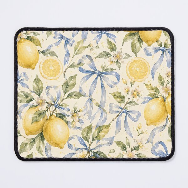 Item preview, Watercolor Lemon and Blue Coquette Bow Seamless Pattern designed and sold by BeataPrint.