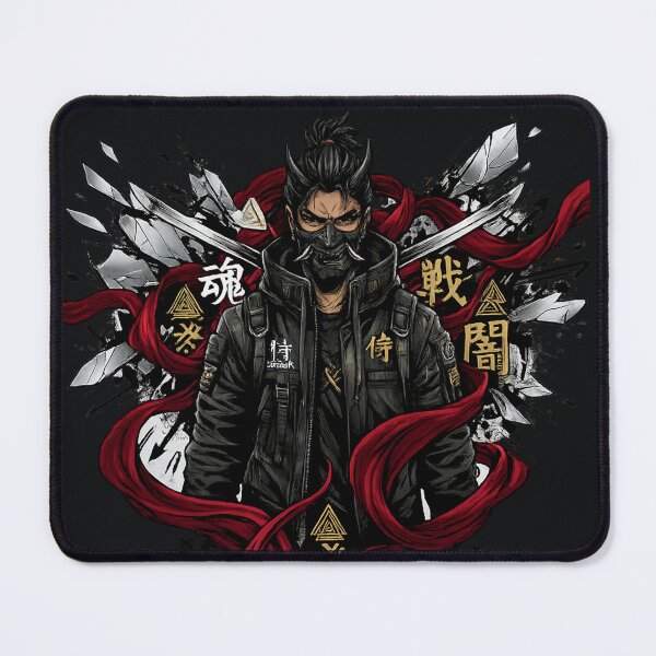 Item preview, Street Ronin Oni Mask Samurai - Maximalist Anime Streetwear Art designed and sold by krish-prints.