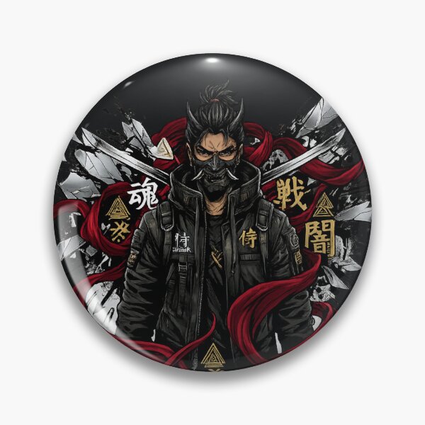 Item preview, Street Ronin Oni Mask Samurai - Maximalist Anime Streetwear Art designed and sold by krish-prints.