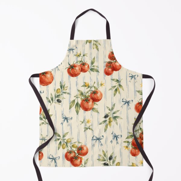 Item preview, Vintage Italian Tomato and Olive Branch Blue Stripe Pattern designed and sold by BeataPrint.