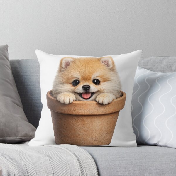 Item preview, Cute Pomeranian Puppy in Flower Pot – Adorable Fluffy Dog Plant Art | Pomeranian Lover Gift designed and sold by irfanshikh.