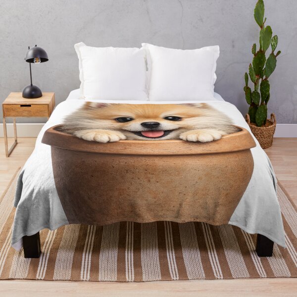 Item preview, Cute Pomeranian Puppy in Flower Pot – Adorable Fluffy Dog Plant Art | Pomeranian Lover Gift designed and sold by irfanshikh.