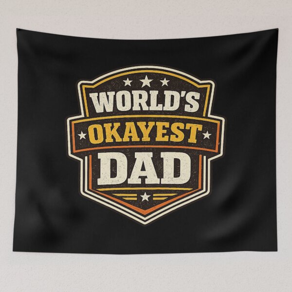 Item preview, Worlds Okayest Dad Retro Badge designed and sold by Snedsdigital.