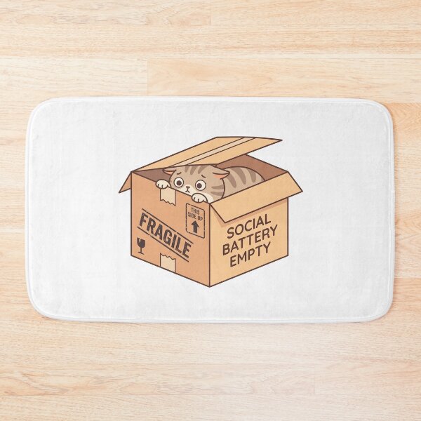 Item preview, Social Battery Empty Cute Introvert Cat Funny designed and sold by AlexNik.