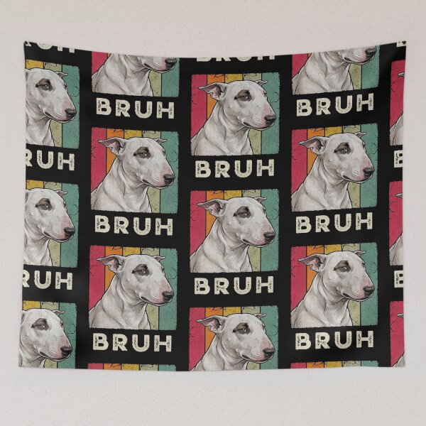 Item preview, Bruh Bull Terrier Retro Striped Dog designed and sold by d247.