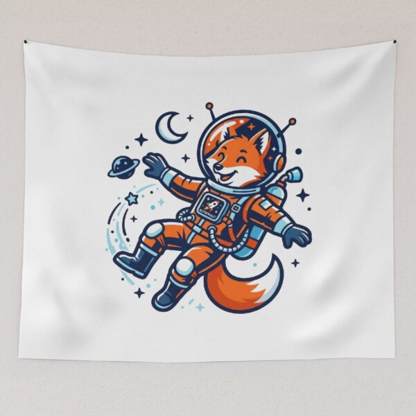Item preview, Cute Astronaut Fox Floating in Space Sticker Style T-Shirt designed and sold by PixelStyle Studio.
