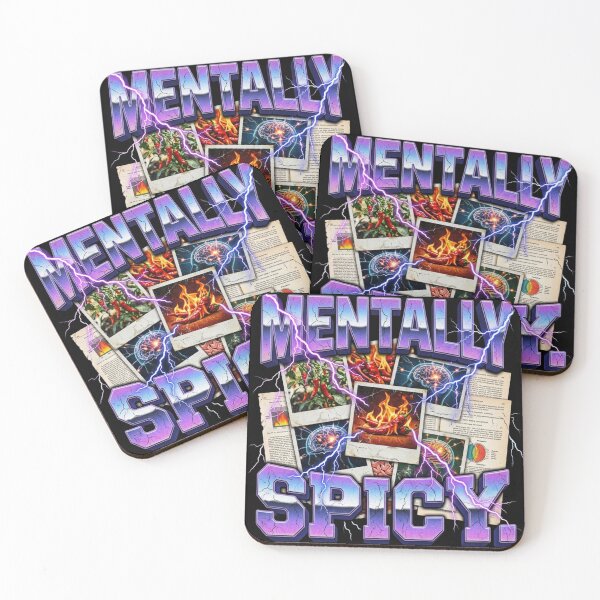 Item preview, Mentally Spicy Funny Neurodivergent Graphic, Sarcastic Y2K Chrome Typography, Retro Chili Art designed and sold by Keingdesign.