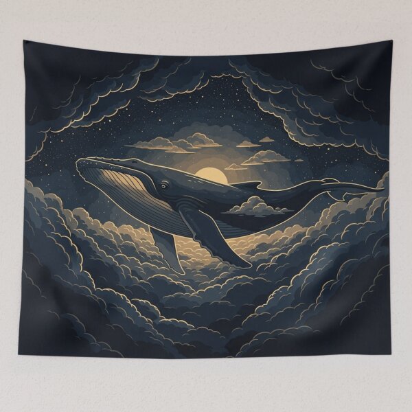 Item preview, Whale in the Midnight Clouds designed and sold by TheDenimArt.