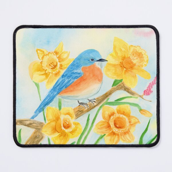 Item preview, Bluebird with Daffodils Watercolor designed and sold by daphsam.