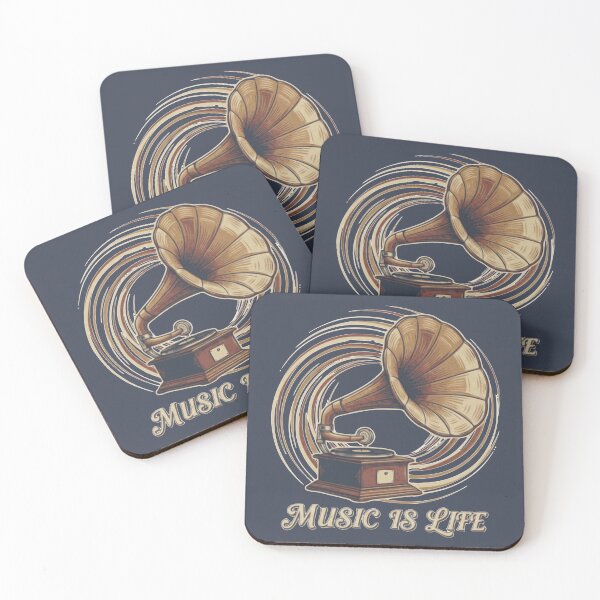 Item preview, Music Is Life Vintage Gramophone Retro Phonograph Art designed and sold by Nikola Dio.
