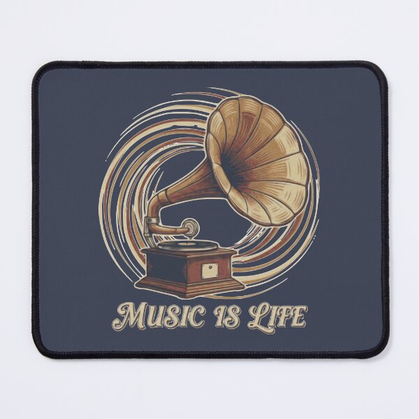 Item preview, Music Is Life Vintage Gramophone Retro Phonograph Art designed and sold by Nikola Dio.