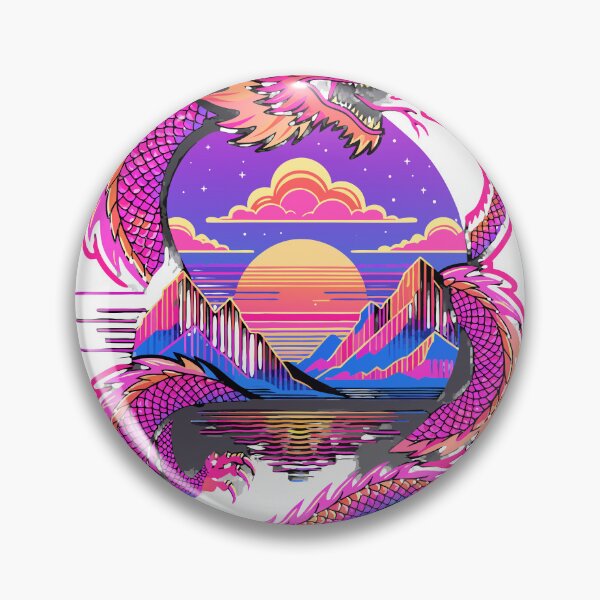 Item preview, Retro Sunset Dragon Synthwave Sticker designed and sold by inkfusionhub99.