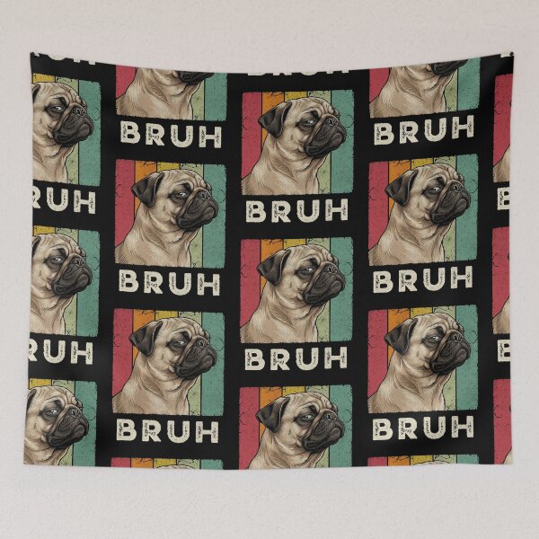 Item preview, Bruh Pug Dog Unimpressed Retro Grunge designed and sold by d247.