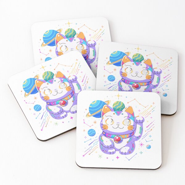 Item preview, Cosmic Lucky Cat Kawaii Space Sticker designed and sold by inkfusionhub99.