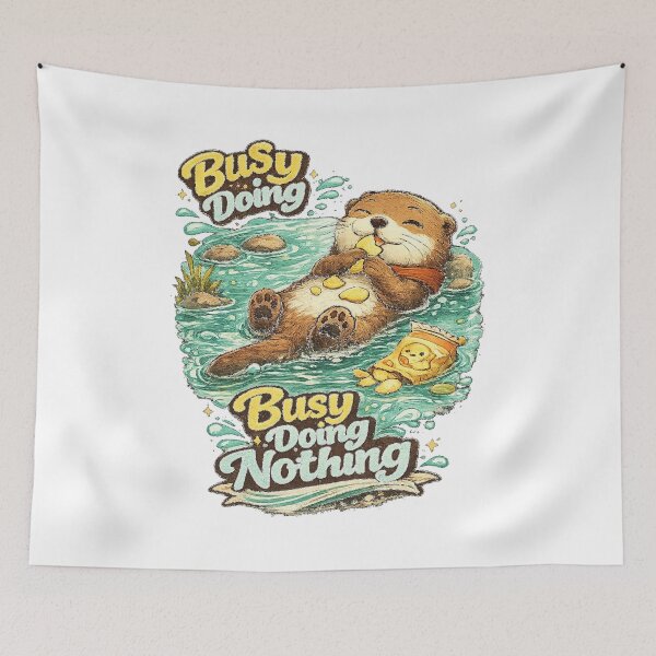Item preview, Busy Doing Nothing – Relaxed Otter Cartoon designed and sold by NarpLTD.