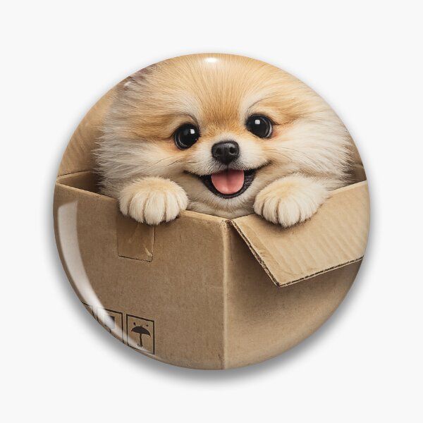Item preview, Cute Pomeranian Peeking Out of Cardboard Box – Funny Delivery Puppy Art | Pomeranian Lover Gift designed and sold by irfanshikh.