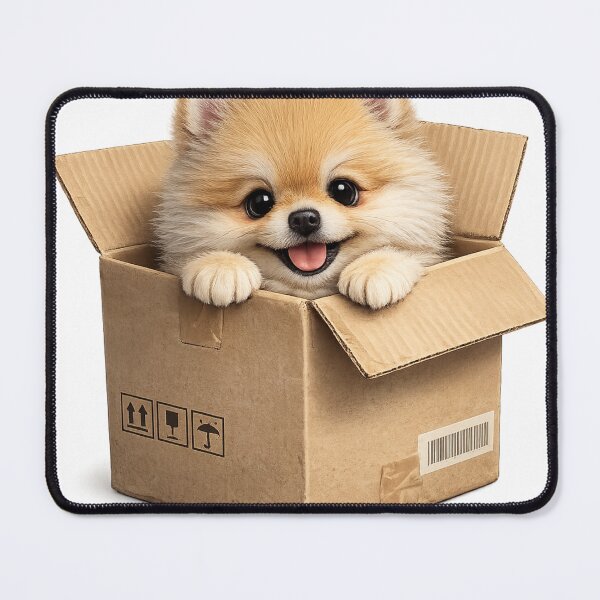 Item preview, Cute Pomeranian Peeking Out of Cardboard Box – Funny Delivery Puppy Art | Pomeranian Lover Gift designed and sold by irfanshikh.