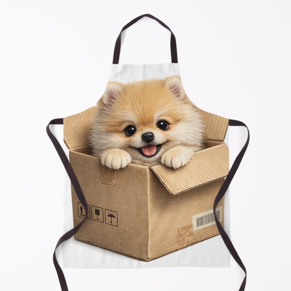 Item preview, Cute Pomeranian Peeking Out of Cardboard Box – Funny Delivery Puppy Art | Pomeranian Lover Gift designed and sold by irfanshikh.