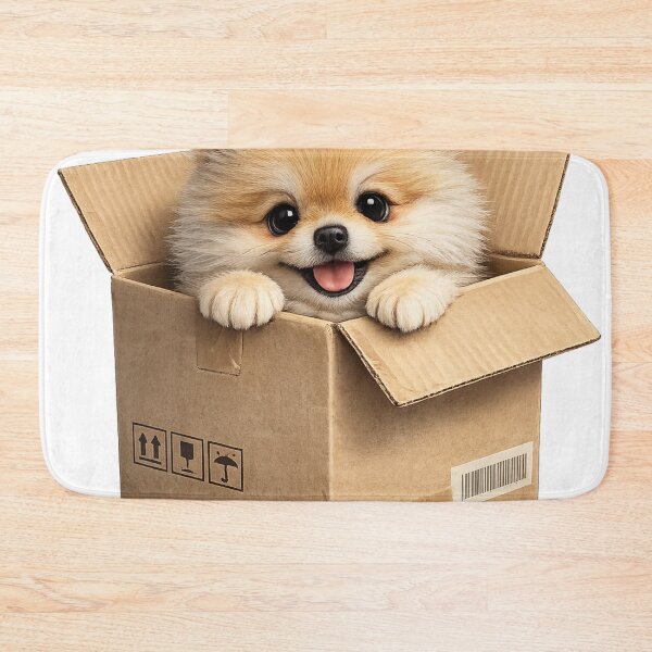 Item preview, Cute Pomeranian Peeking Out of Cardboard Box – Funny Delivery Puppy Art | Pomeranian Lover Gift designed and sold by irfanshikh.