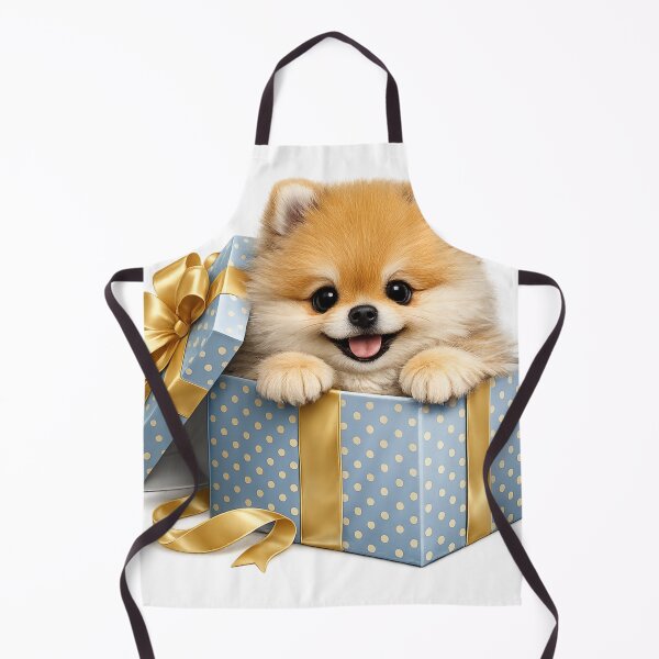 Item preview, Cute Pomeranian in Blue Gift Box with Gold Bow – Best Gift Ever Fluffy Dog Art | Pomeranian Birthday Gift designed and sold by irfanshikh.