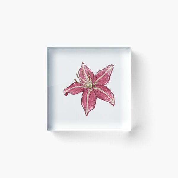 Item preview, Aesthetic Pink Lily Flower Textured Botanical Illustration designed and sold by BitDoodle.