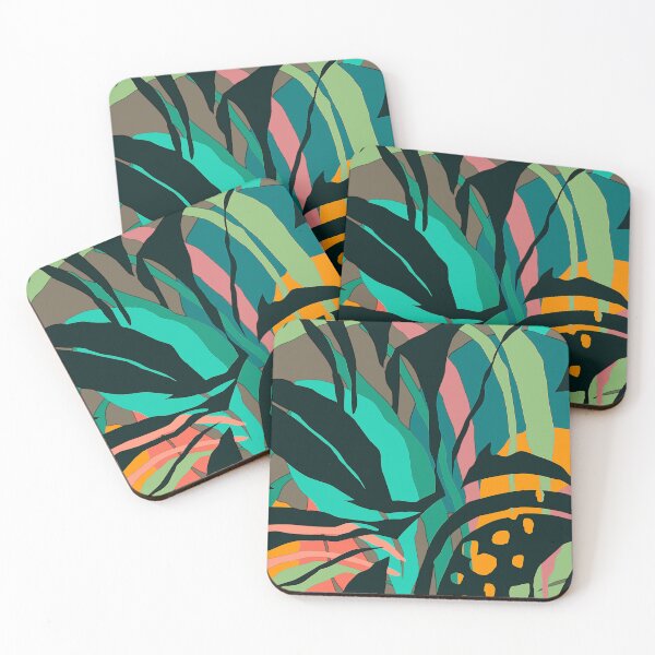 Item preview, Aqua, Green, Orange Abstract Tropical Leaves Art Designs designed and sold by DEC02.