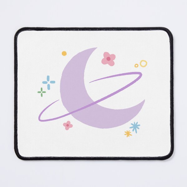 Item preview, Pastel Moon with Planet Ring and Flowers Illustration designed and sold by BitDoodle.