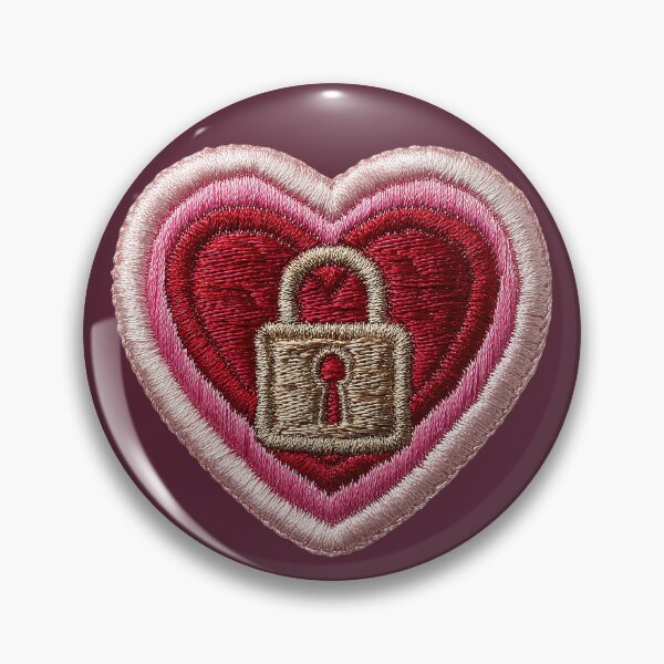 Item preview, Locked Heart Embroidery Patch designed and sold by MegaNovaArt.