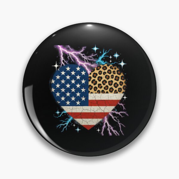 Item preview, Patriotic American Flag Leopard Heart Graphic, Distressed 4th of July USA Pride Sublimation, Retro Y2K Neon Lightning  designed and sold by Keingdesign.