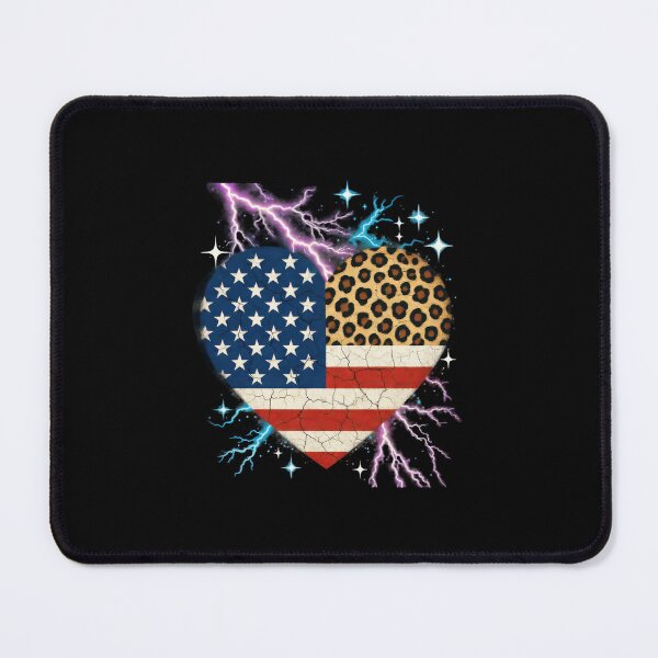 Item preview, Patriotic American Flag Leopard Heart Graphic, Distressed 4th of July USA Pride Sublimation, Retro Y2K Neon Lightning designed and sold by Keingdesign.